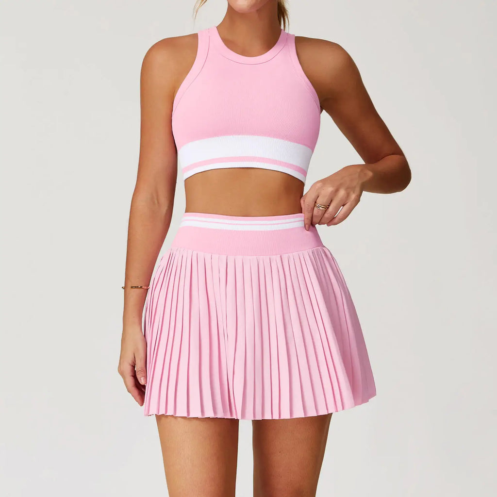 Custom Tennis Skirt Sportswear Fitness Vest Sportswear Tennis Custom Sport Dress Golf Skirt Women 2 Pieces Tennis Skirt Set