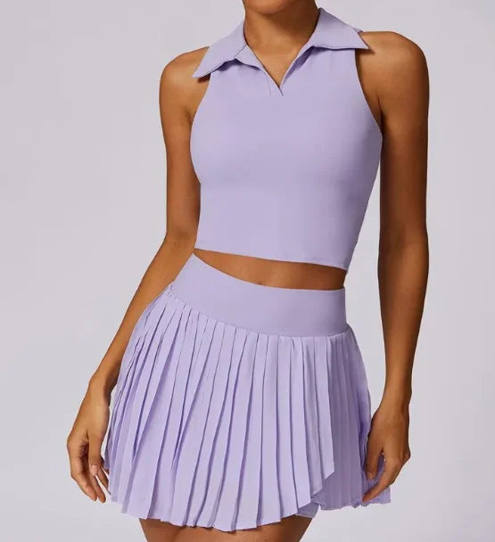 Custom Tennis Skirt Sportswear Fitness Vest Sportswear Tennis Custom Sport Dress Golf Skirt Women 2 Pieces Tennis Skirt Set