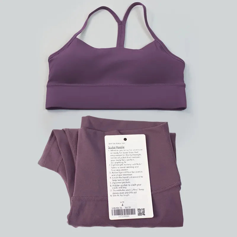 2 Pieces Women Yoga Gym Top Bra High Waist Push up Align Leggings Workout Set Running Sports Clothes Tracksuits Sportswear