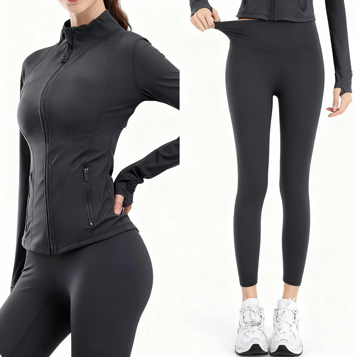 USA Oversea Warehouse Women's Yoga Set Yoga Sets for Women Gold Zipper Yoga Fitness Set Fitness & Yoga Wear Sports Fitness