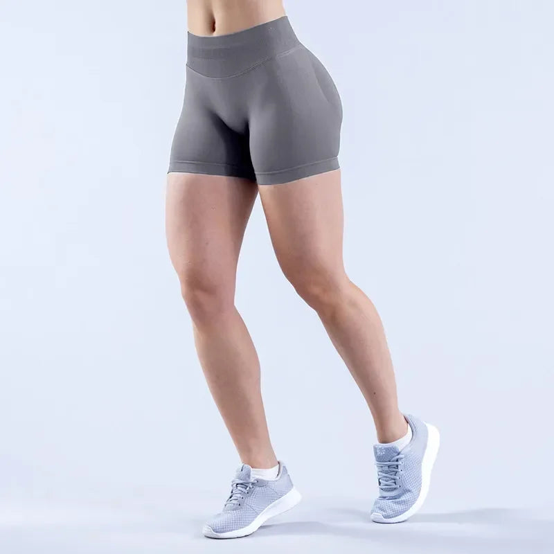 Women High Waist Yoga Shorts Seamless Butt Lifting Pants Lady Workout Shorts High Stretch Athletic Running Gym