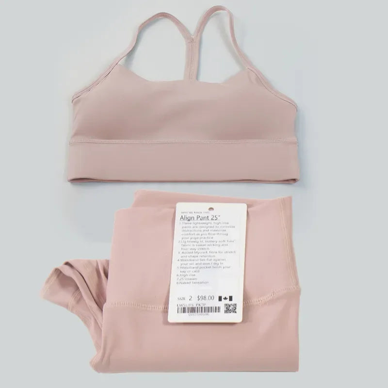 2 Pieces Women Yoga Gym Top Bra High Waist Push up Align Leggings Workout Set Running Sports Clothes Tracksuits Sportswear