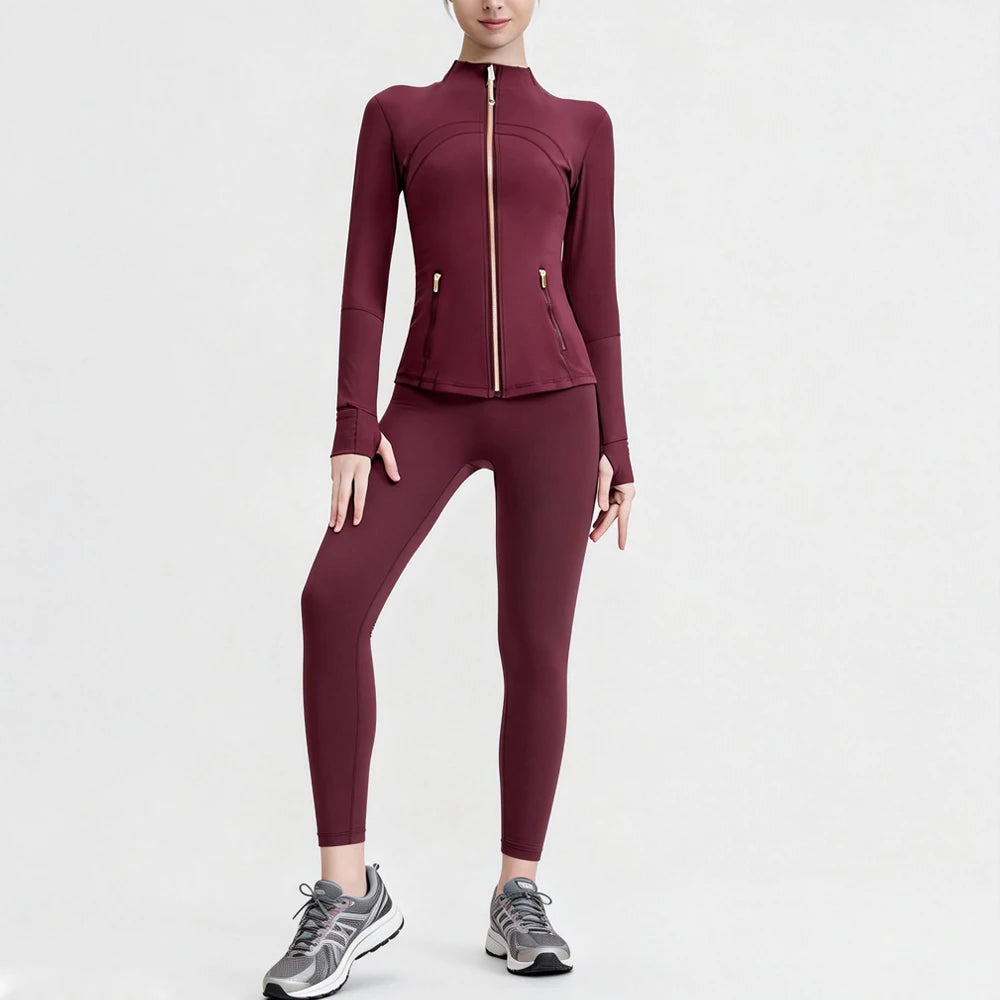 USA Oversea Warehouse Women's Yoga Set Yoga Sets for Women Gold Zipper Yoga Fitness Set Fitness & Yoga Wear Sports Fitness