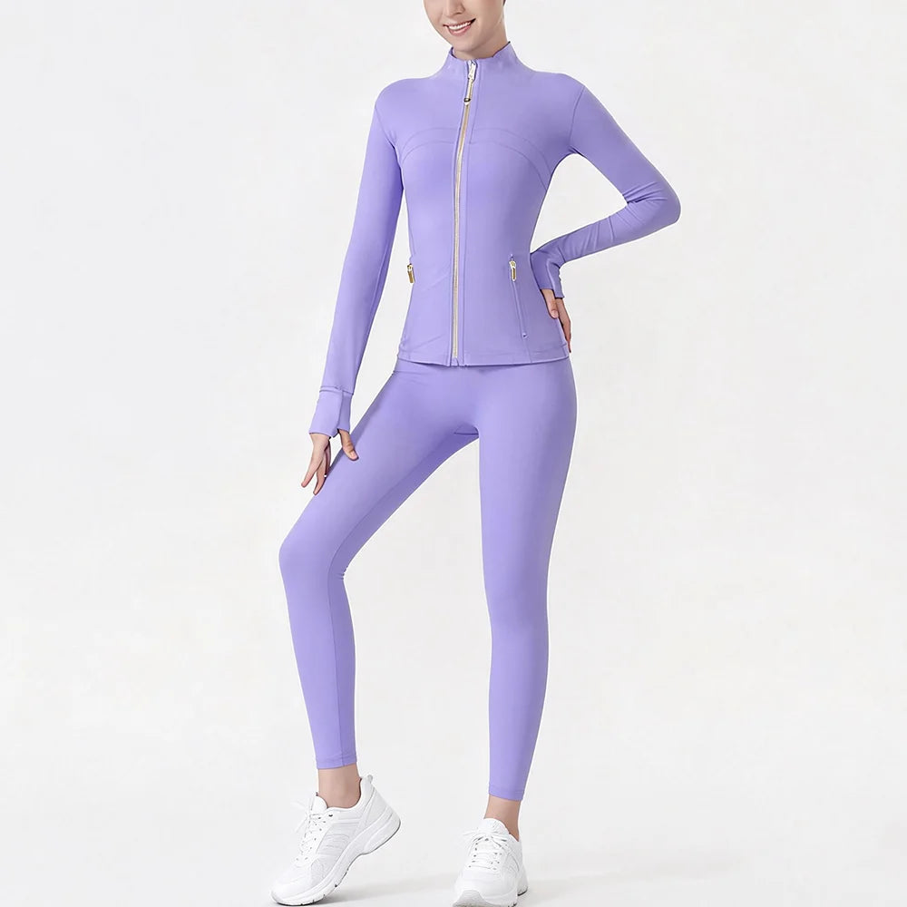 USA Oversea Warehouse Women's Yoga Set Yoga Sets for Women Gold Zipper Yoga Fitness Set Fitness & Yoga Wear Sports Fitness