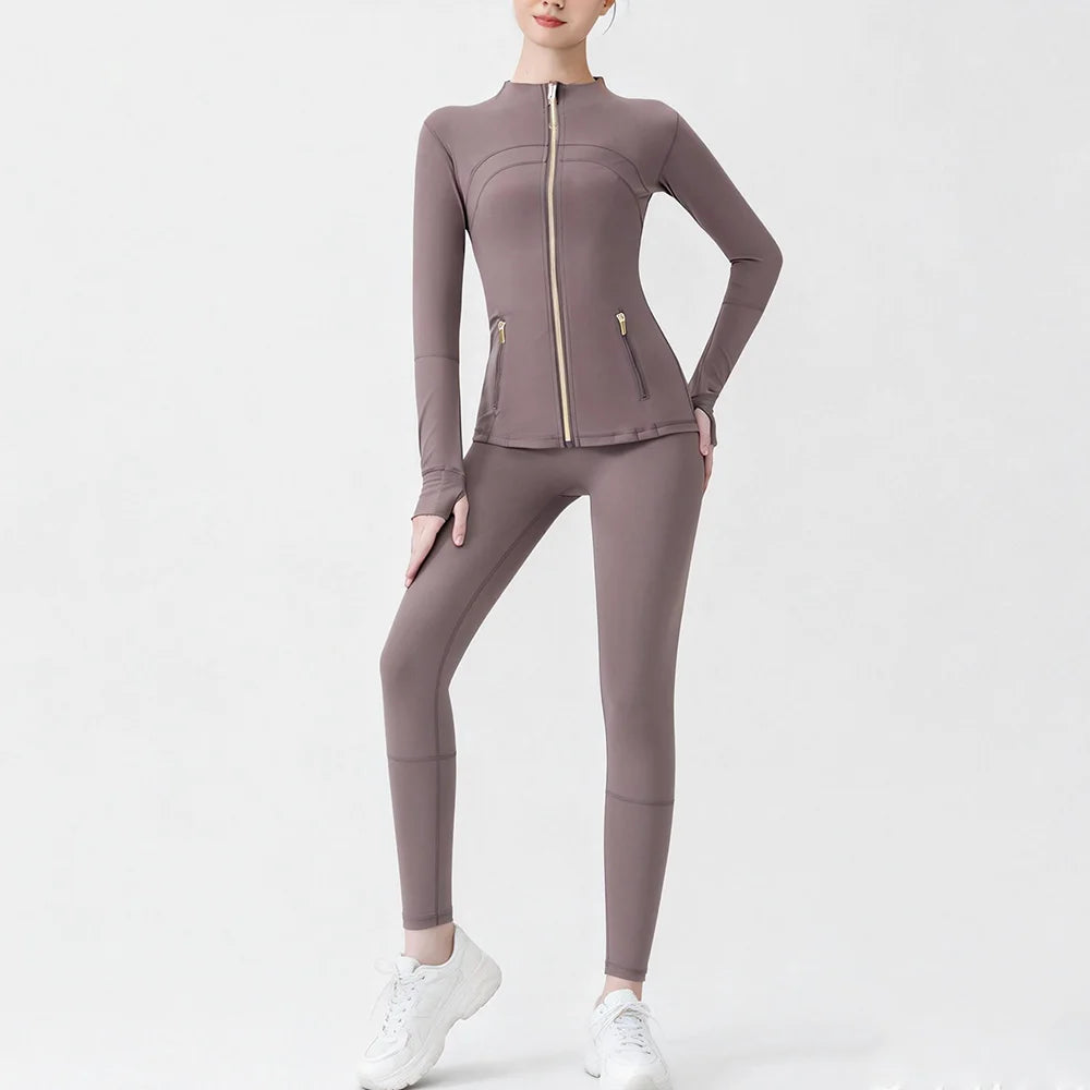 USA Oversea Warehouse Women's Yoga Set Yoga Sets for Women Gold Zipper Yoga Fitness Set Fitness & Yoga Wear Sports Fitness