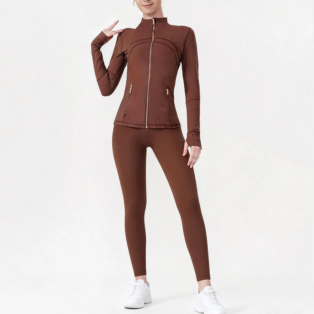 USA Oversea Warehouse Women's Yoga Set Yoga Sets for Women Gold Zipper Yoga Fitness Set Fitness & Yoga Wear Sports Fitness
