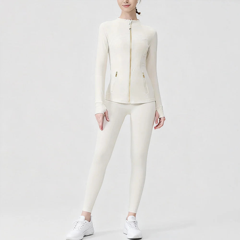 USA Oversea Warehouse Women's Yoga Set Yoga Sets for Women Gold Zipper Yoga Fitness Set Fitness & Yoga Wear Sports Fitness
