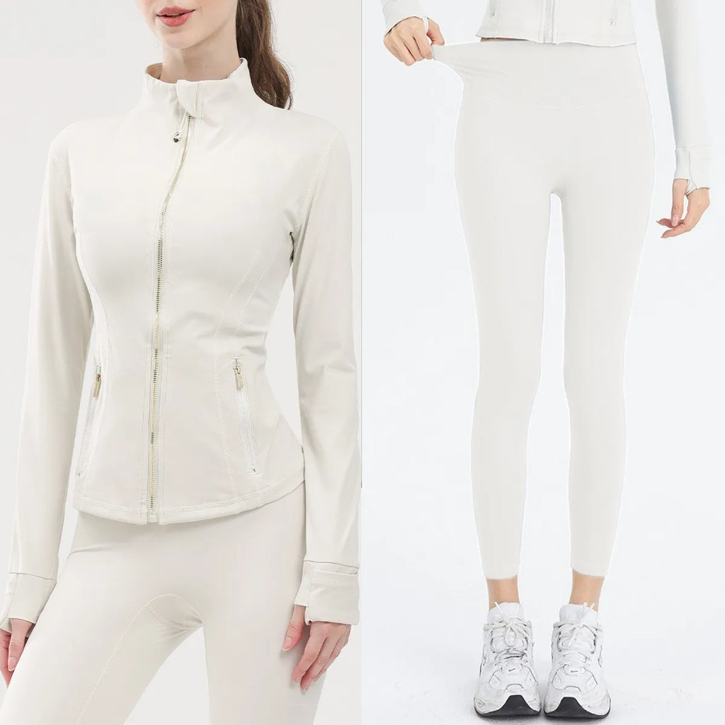 USA Oversea Warehouse Women's Yoga Set Yoga Sets for Women Gold Zipper Yoga Fitness Set Fitness & Yoga Wear Sports Fitness