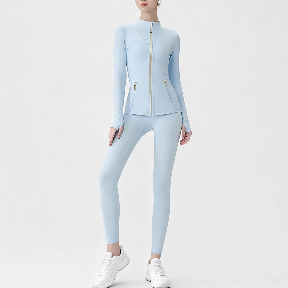 USA Oversea Warehouse Women's Yoga Set Yoga Sets for Women Gold Zipper Yoga Fitness Set Fitness & Yoga Wear Sports Fitness