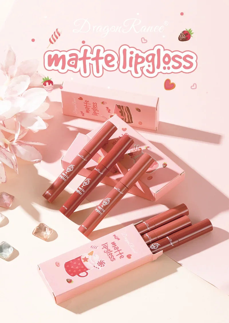 3PCS/Set Velvet Matte Nude Liquid Lipstic Long Lasting Waterproof Lipgloss Kits Moisturizing Lip Stain Tint Sexy Lip Makeup Sets