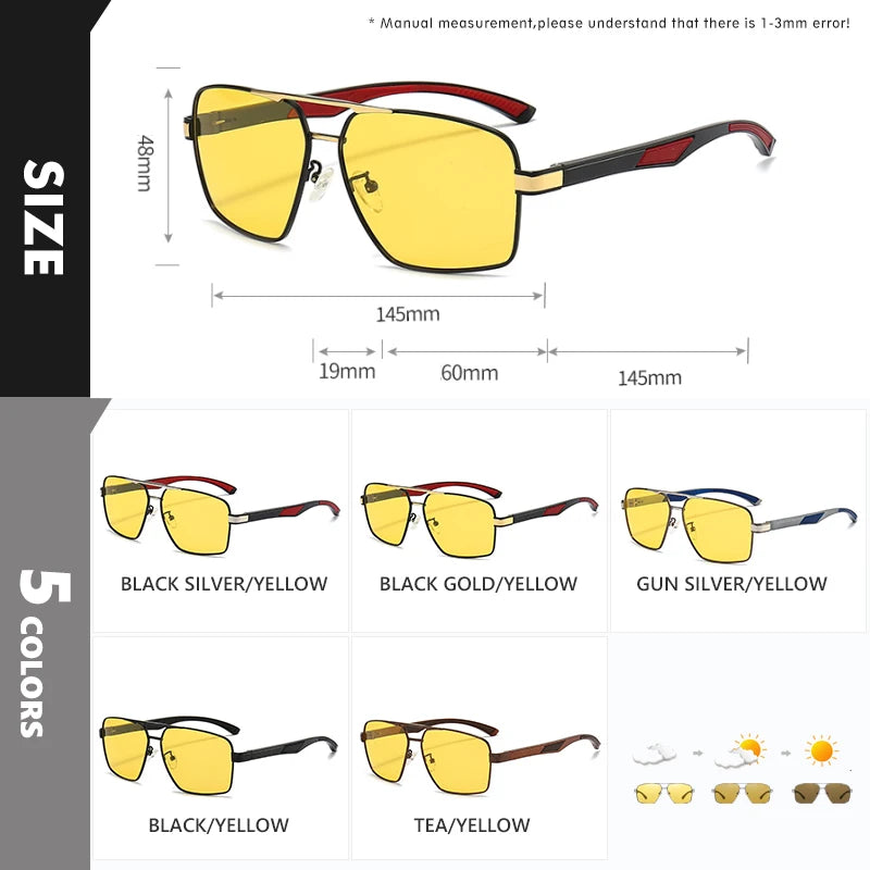 LIOUMO Intelligent Photochromic Sunglasses Men Polarized Night Vision Goggle Women Anti-Glare Driving Glasses UV400 gafas de sol