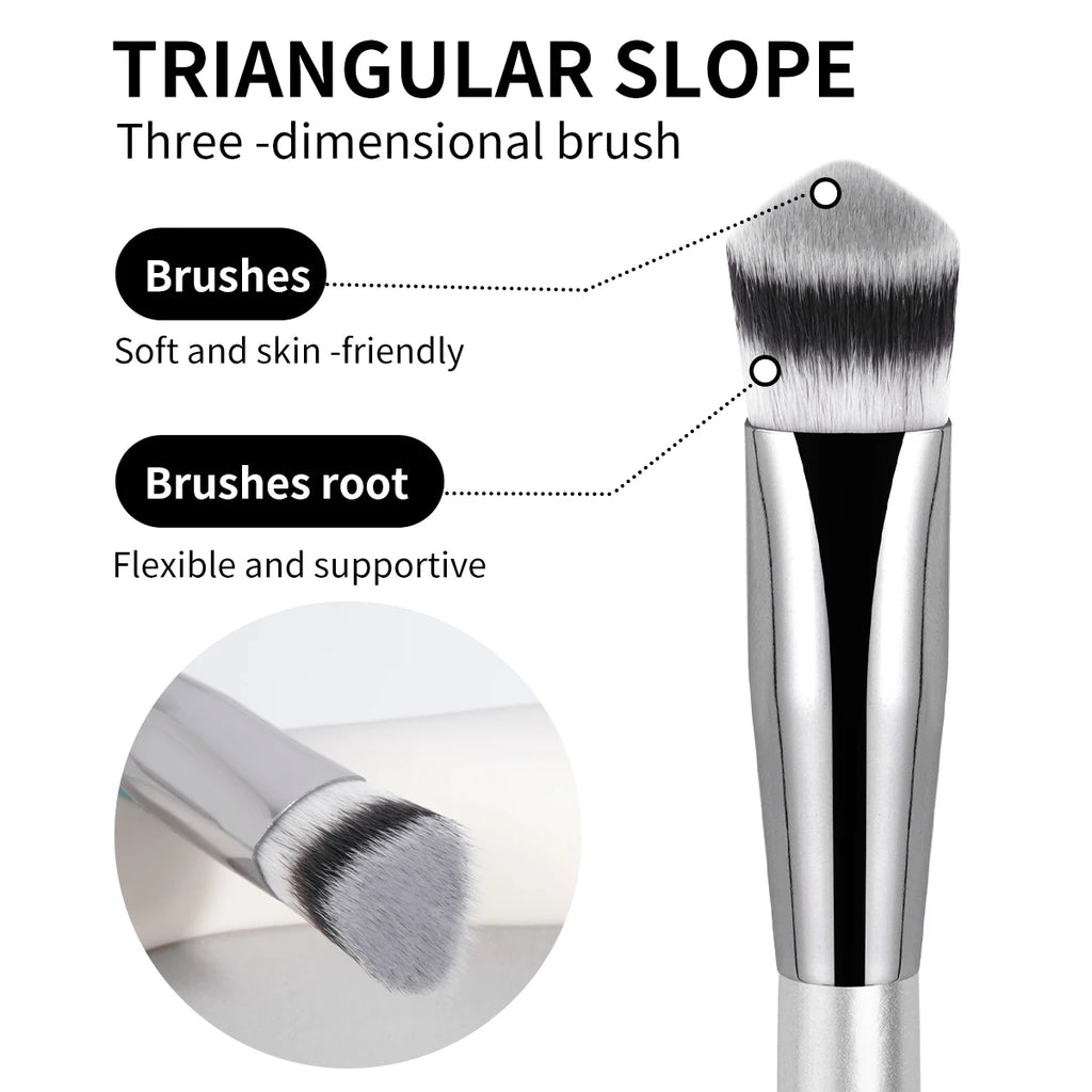 MAANGE 4pcs Foundation Makeup Brushes with 2pcs Air Cushion Puffs Concealer Contour Sculpting Kabuki Makeup Brushes for Travel