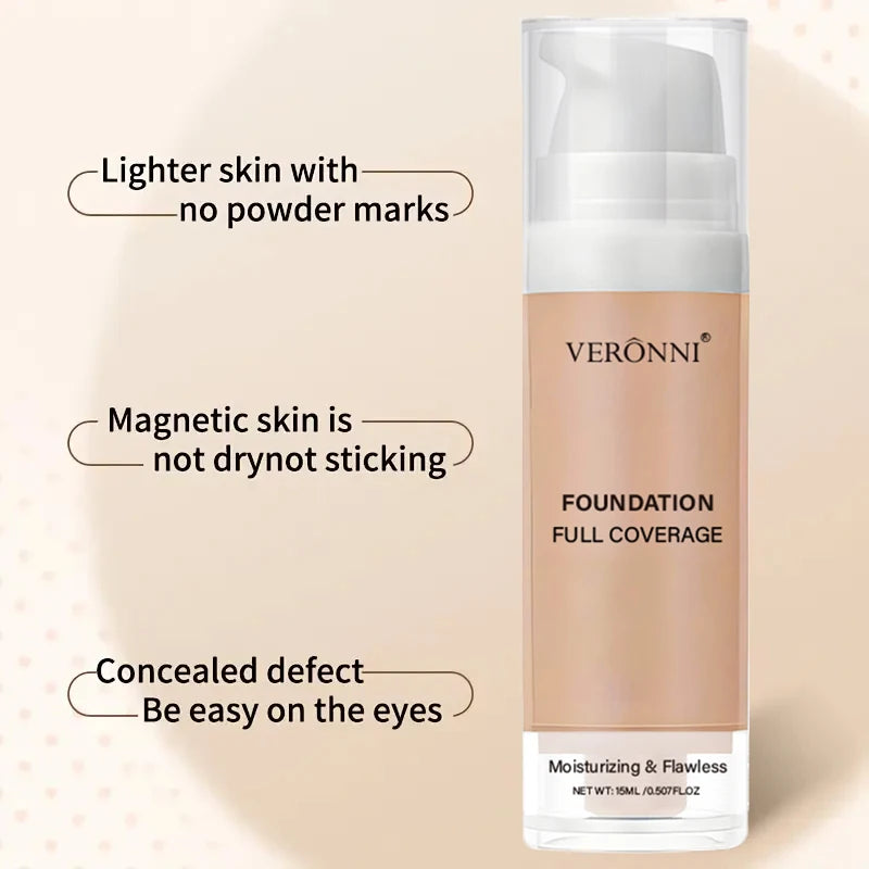 Full Coverage Foundation Bottles - Buildable Full Coverage Liquid Makeup for Custom Skin Tone Mixing & Daily Wear, Oil Control