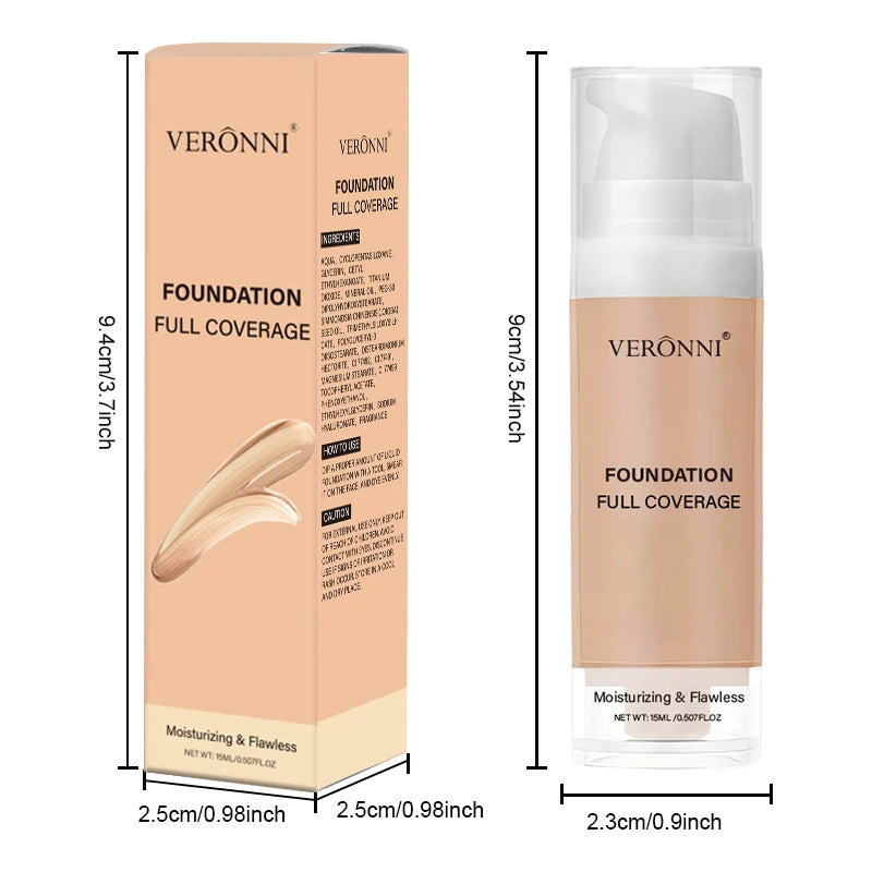 Full Coverage Foundation Bottles - Buildable Full Coverage Liquid Makeup for Custom Skin Tone Mixing & Daily Wear, Oil Control