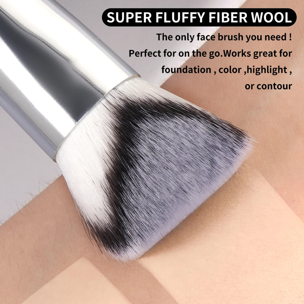 MAANGE 4pcs Foundation Makeup Brushes with 2pcs Air Cushion Puffs Concealer Contour Sculpting Kabuki Makeup Brushes for Travel