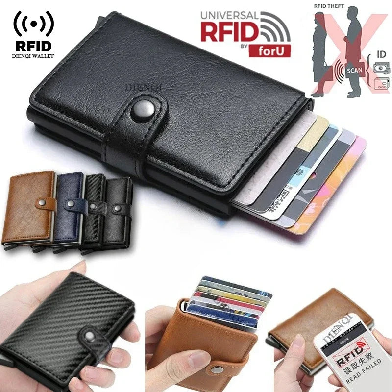 Rfid Credit Card Holder Men Wallets Luxury Small Smart Wallet Metal Business Mini Cardholder Case Women Minimalist Walet for Men